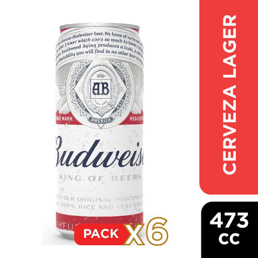 Cerveza budweiser lata 6 x 473 cc