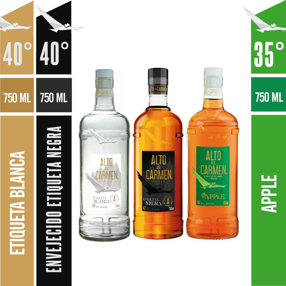 Adc etiqueta blanca 750 ml + adc etiqueta negra 750 ml + adc manzana verde 750 ml