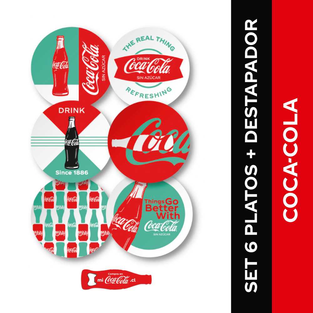 Pack micoca-cola: destapador imán + six pack platos