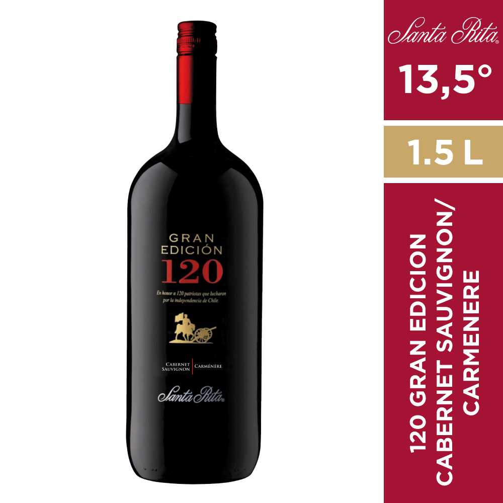 Vino 120 gran edición cabernet sauvignon - carmenere 1,5 lt