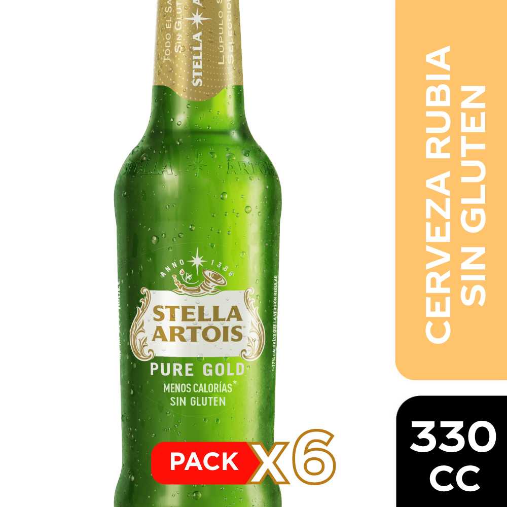 Cerveza stella artois pure gold 6 x 330 cc