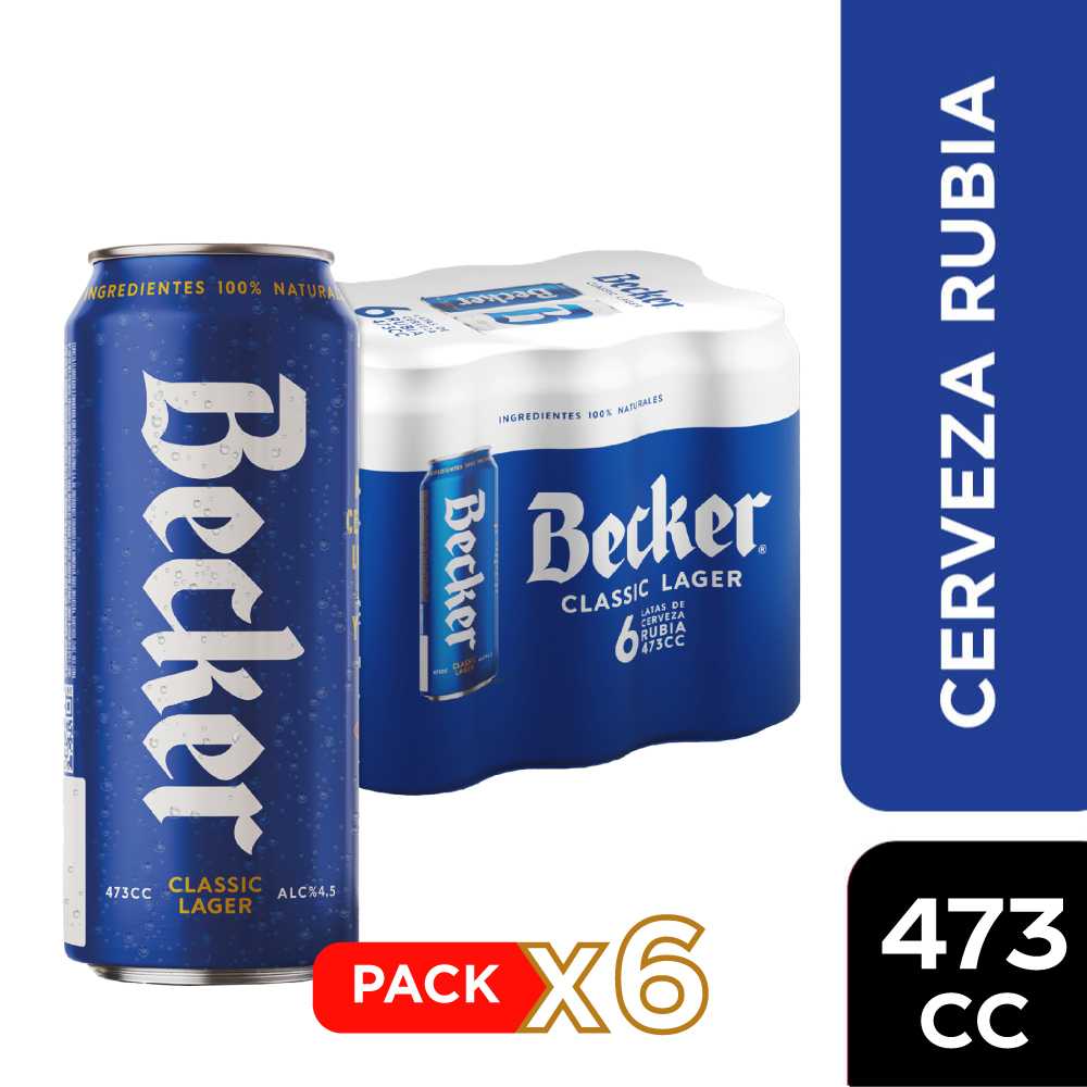 Cerveza becker lata 6 x 473 cc