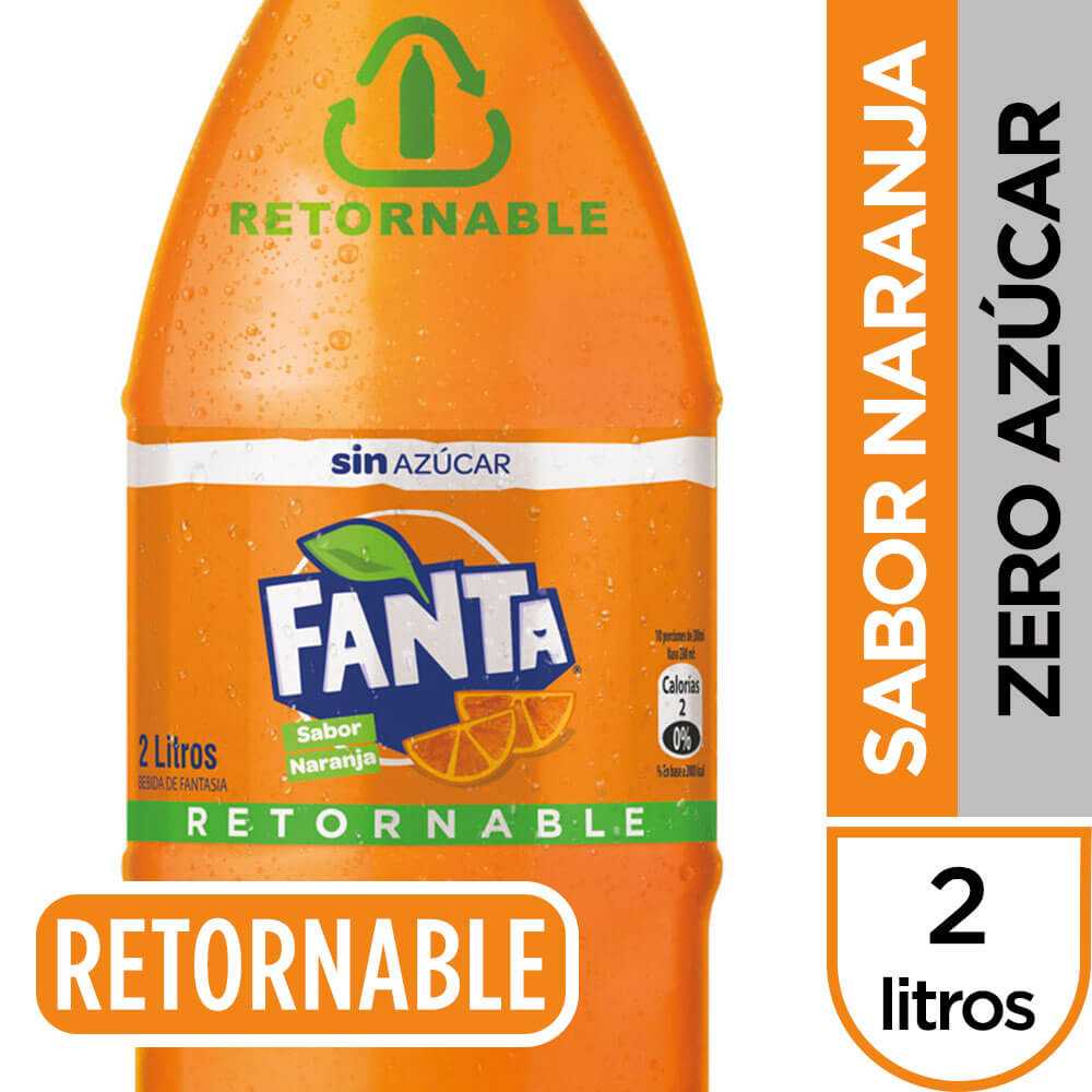 Fanta sin azúcar naranja retornable 2 lt