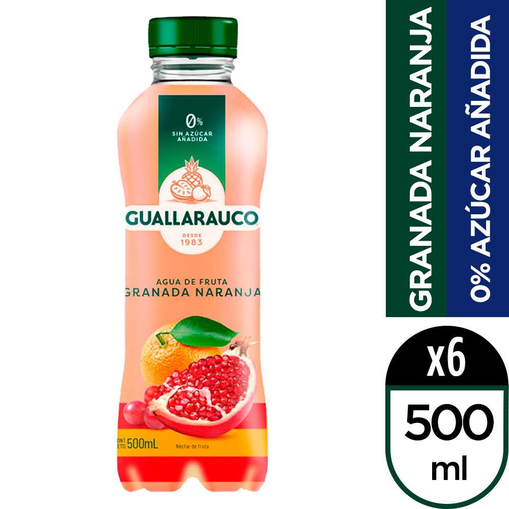 Guallarauco agua de fruta granada naranja 6 x 500 ml
