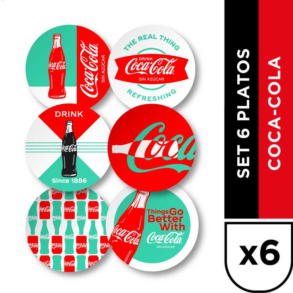 Six pack platos coca-cola