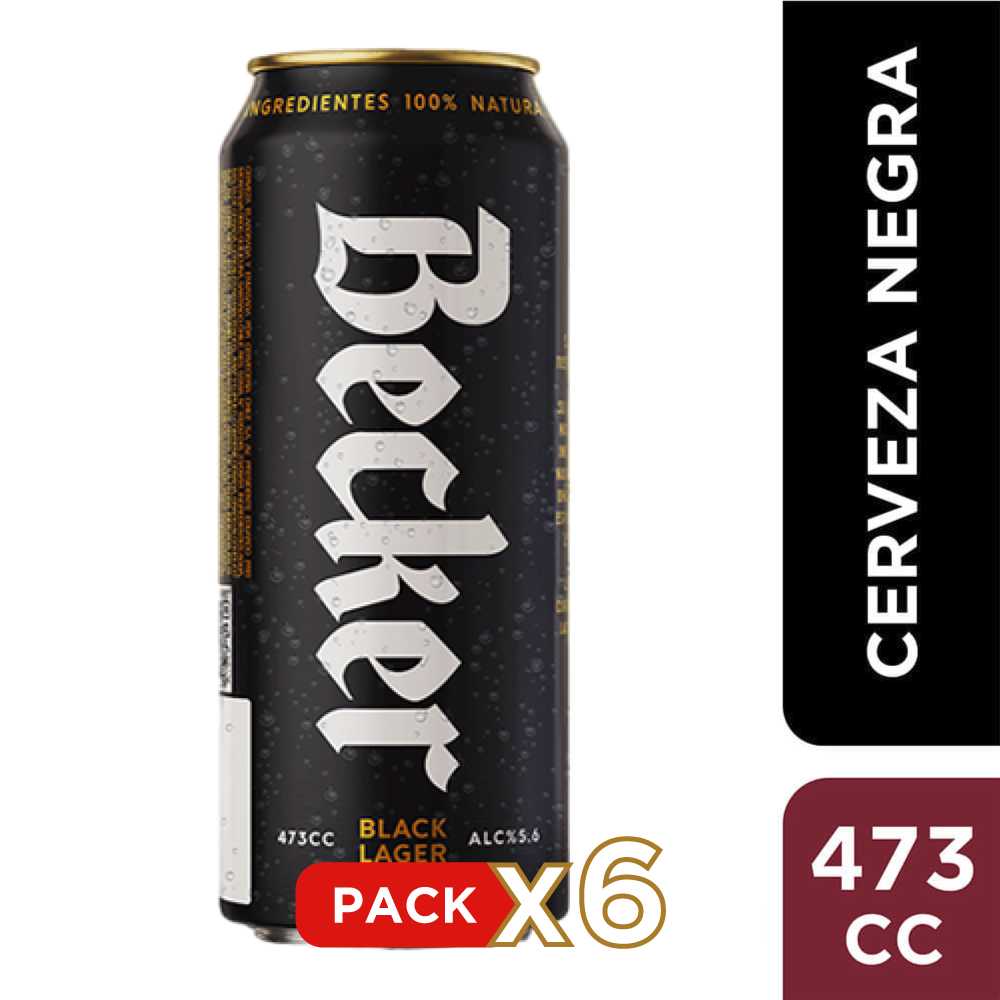 Cerveza becker negra lata 6 x 473 cc