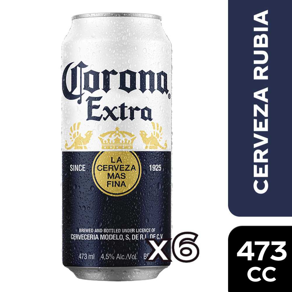 Cerveza corona lata  6 x 473 cc