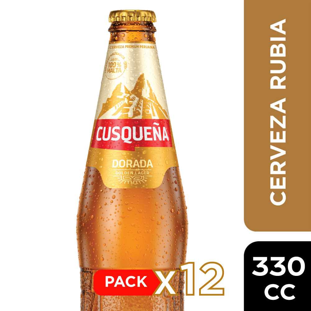 Cerveza cusqueña golden botella 12 x 330 cc