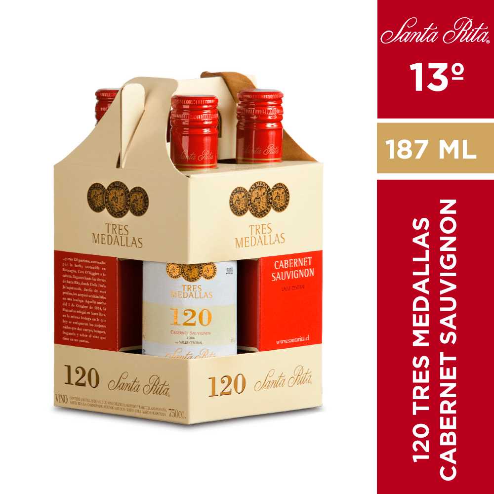 Vino 120 3 medallas cabernet sauvignon 4 x 187 ml