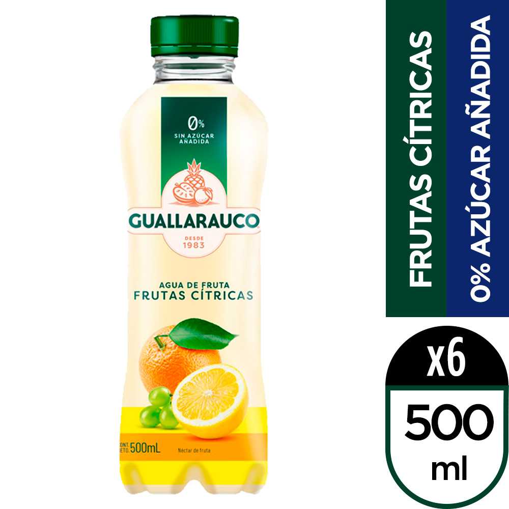 Guallarauco agua de fruta frutas citricas 6 x 500 ml