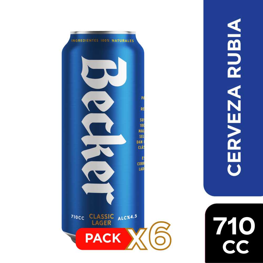 Cerveza becker lata 6 x 710 cc
