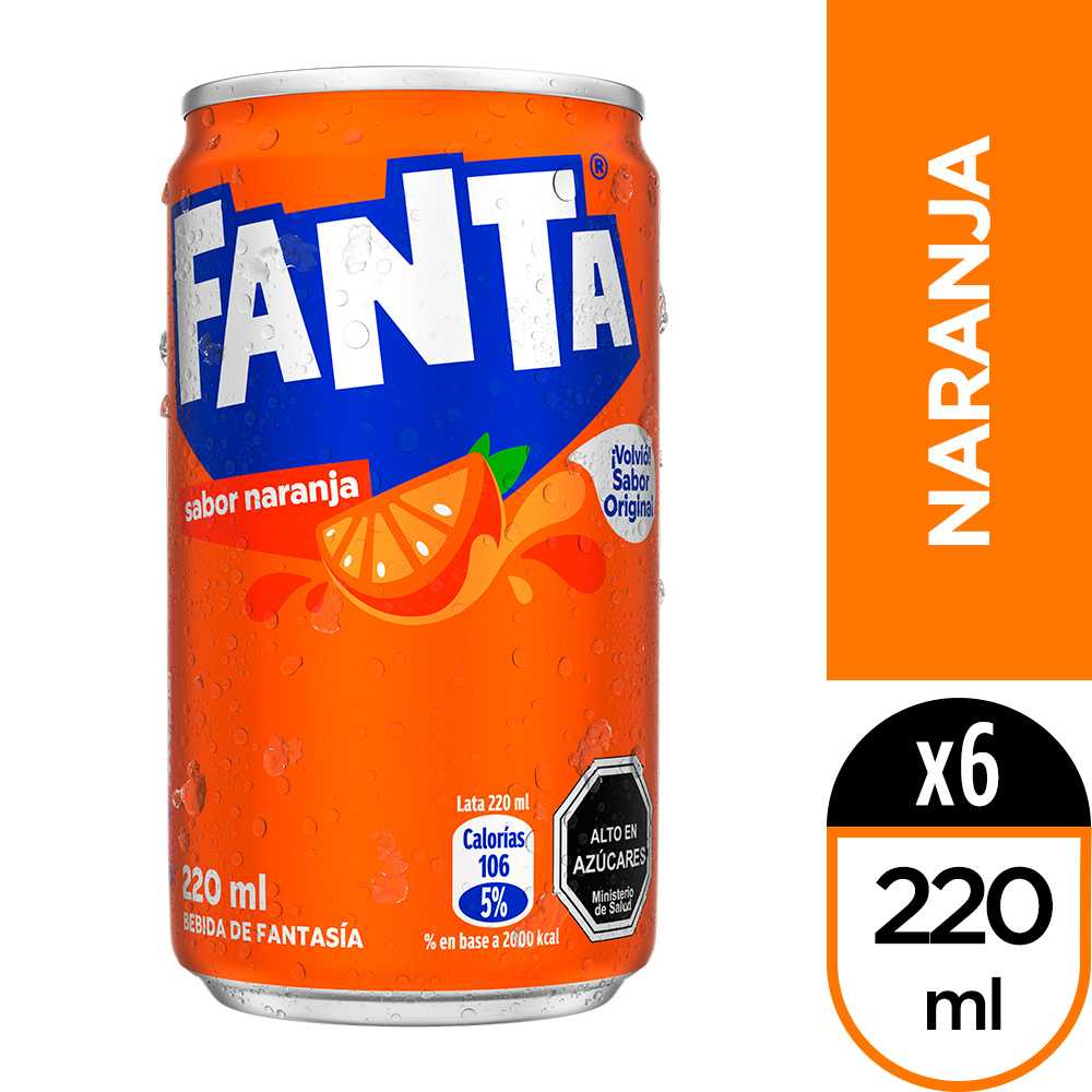 Fanta naranja full sugar 6 x 220 ml