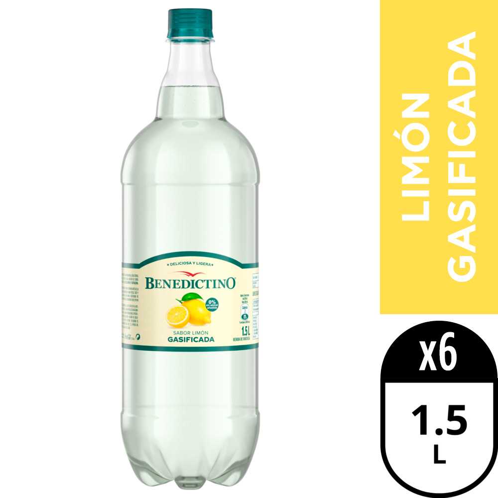 Benedictino gasificada limón 6 x 1,5 lt