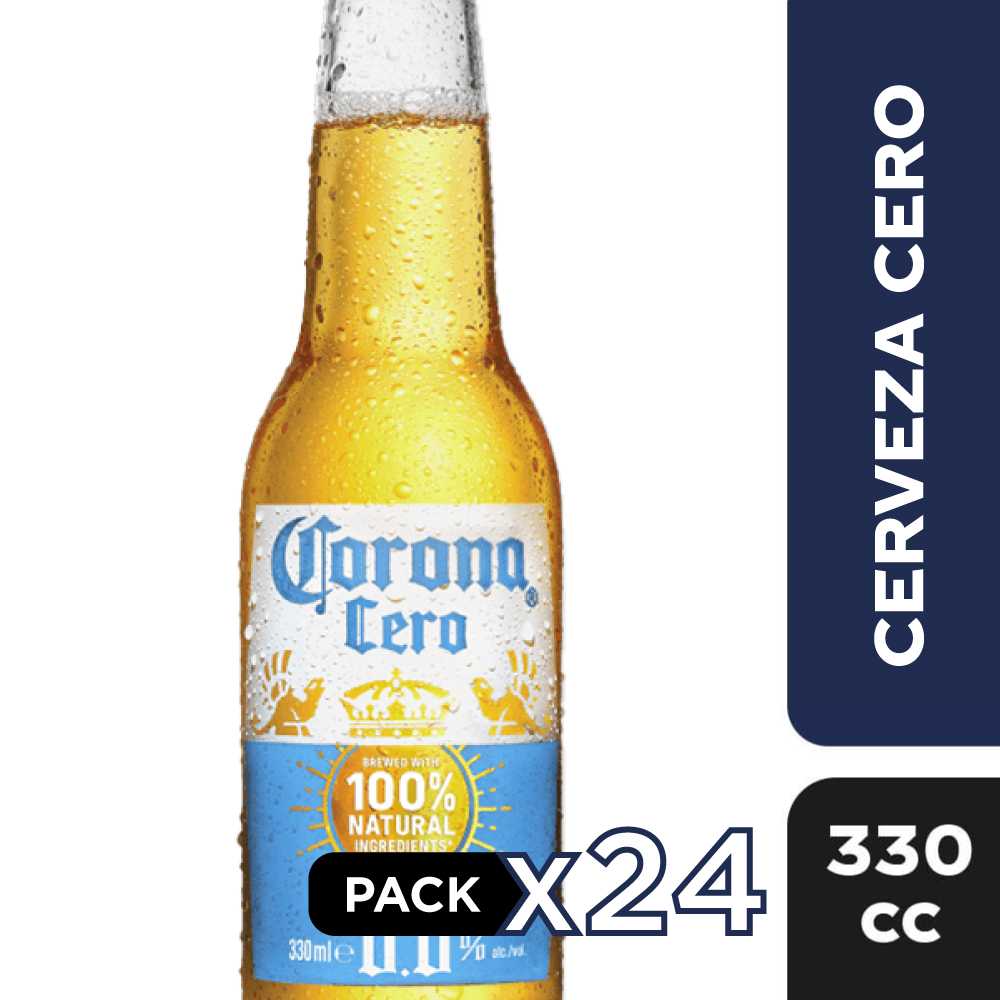 Cerveza corona vidrio sin alcohol 0° 24 x 330 cc