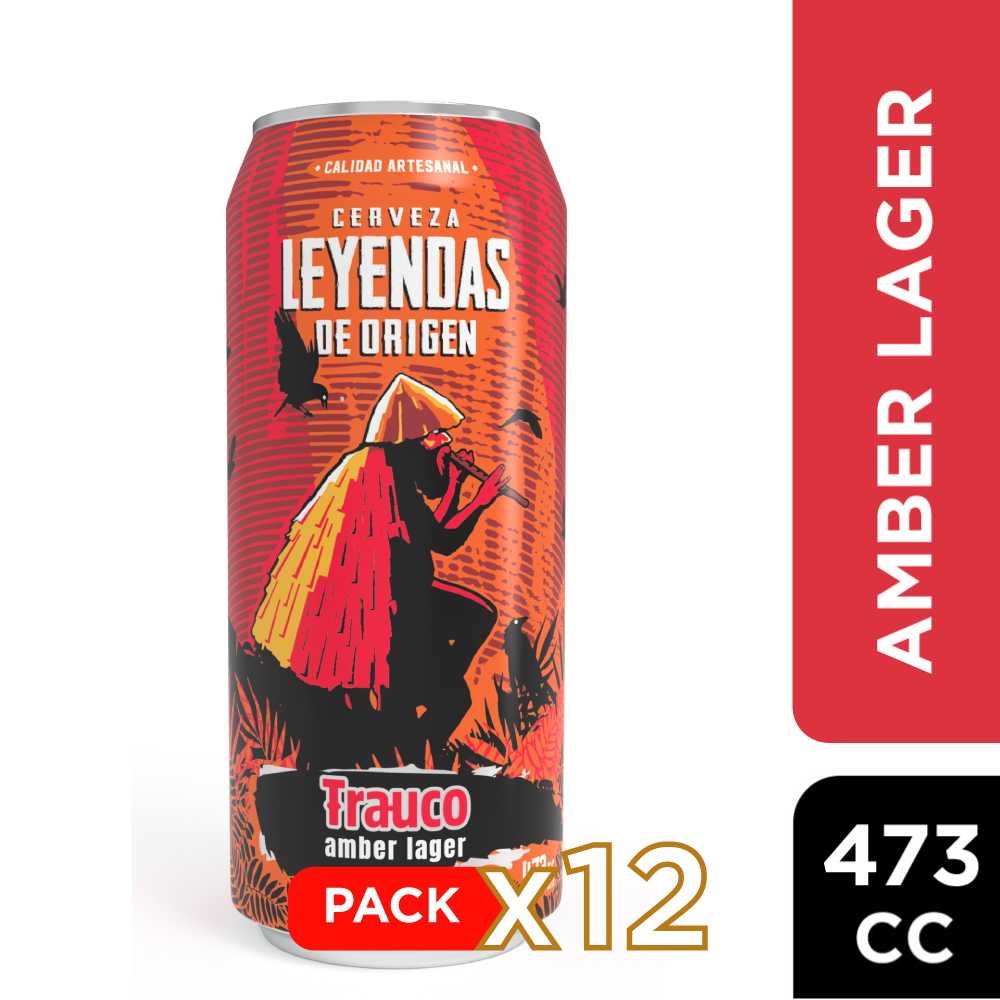 Cerveza leyendas de origen trauco lata 12 x 473 cc