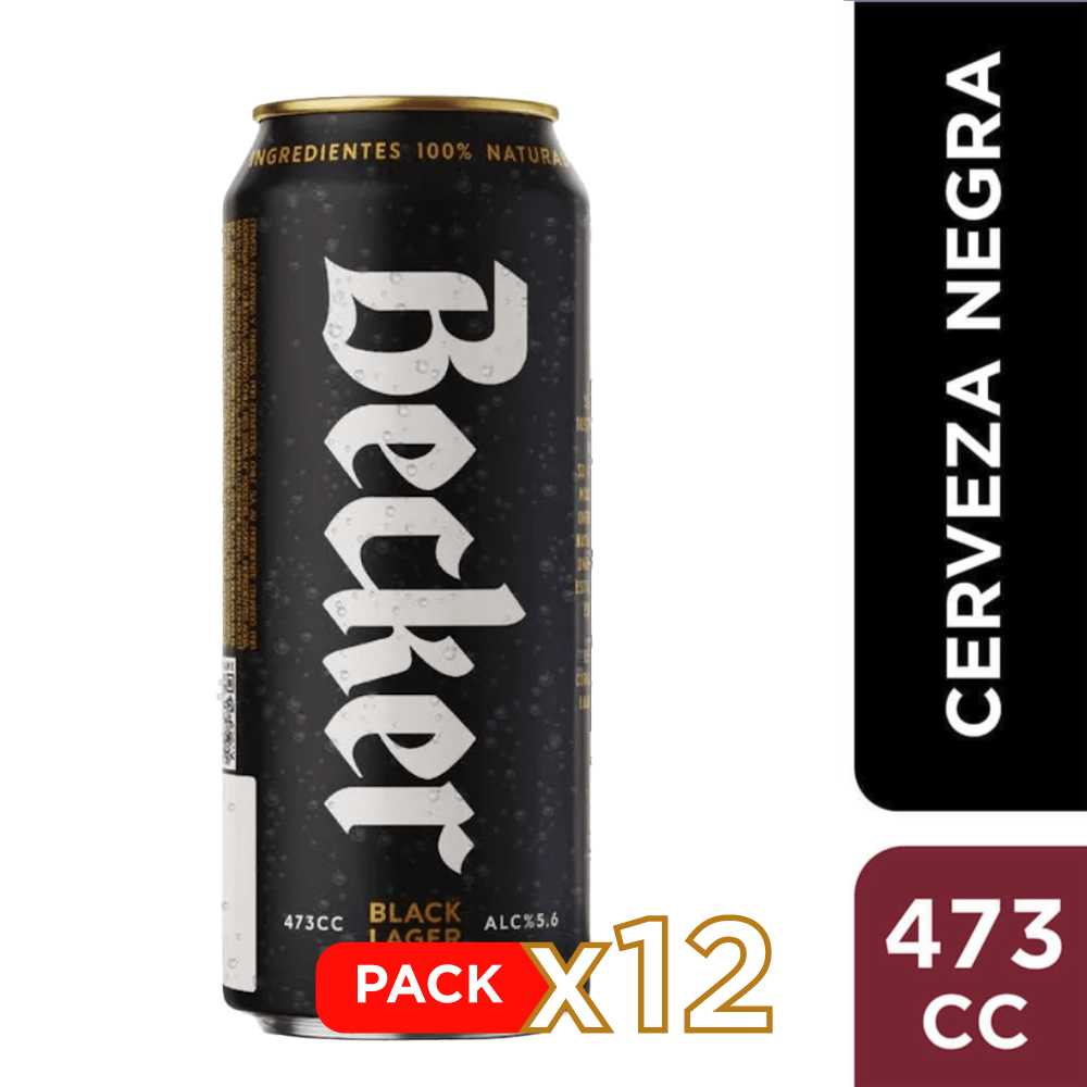 Cerveza becker negra lata 12 x 473 cc