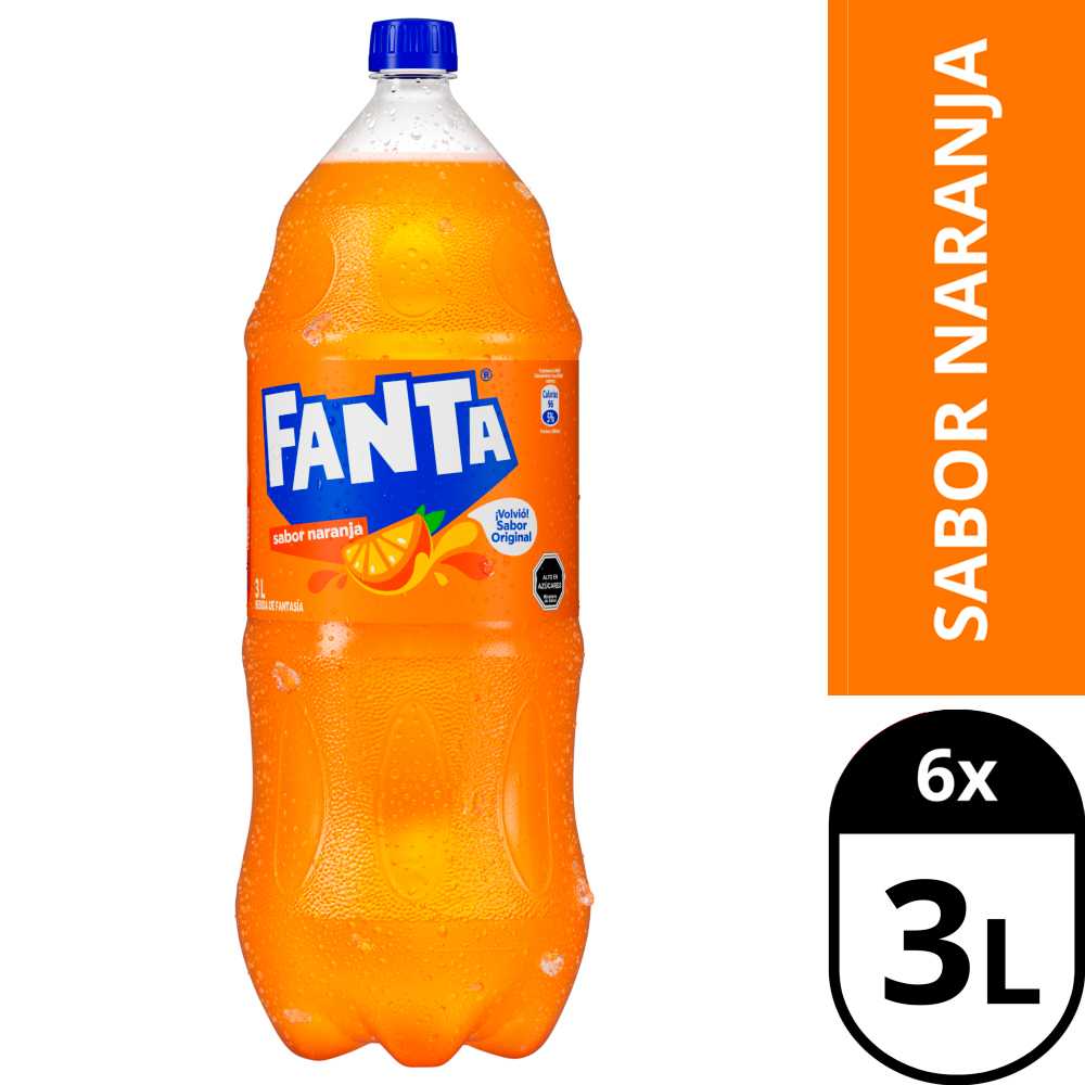 Fanta naranja full sugar 6 x 3 lt