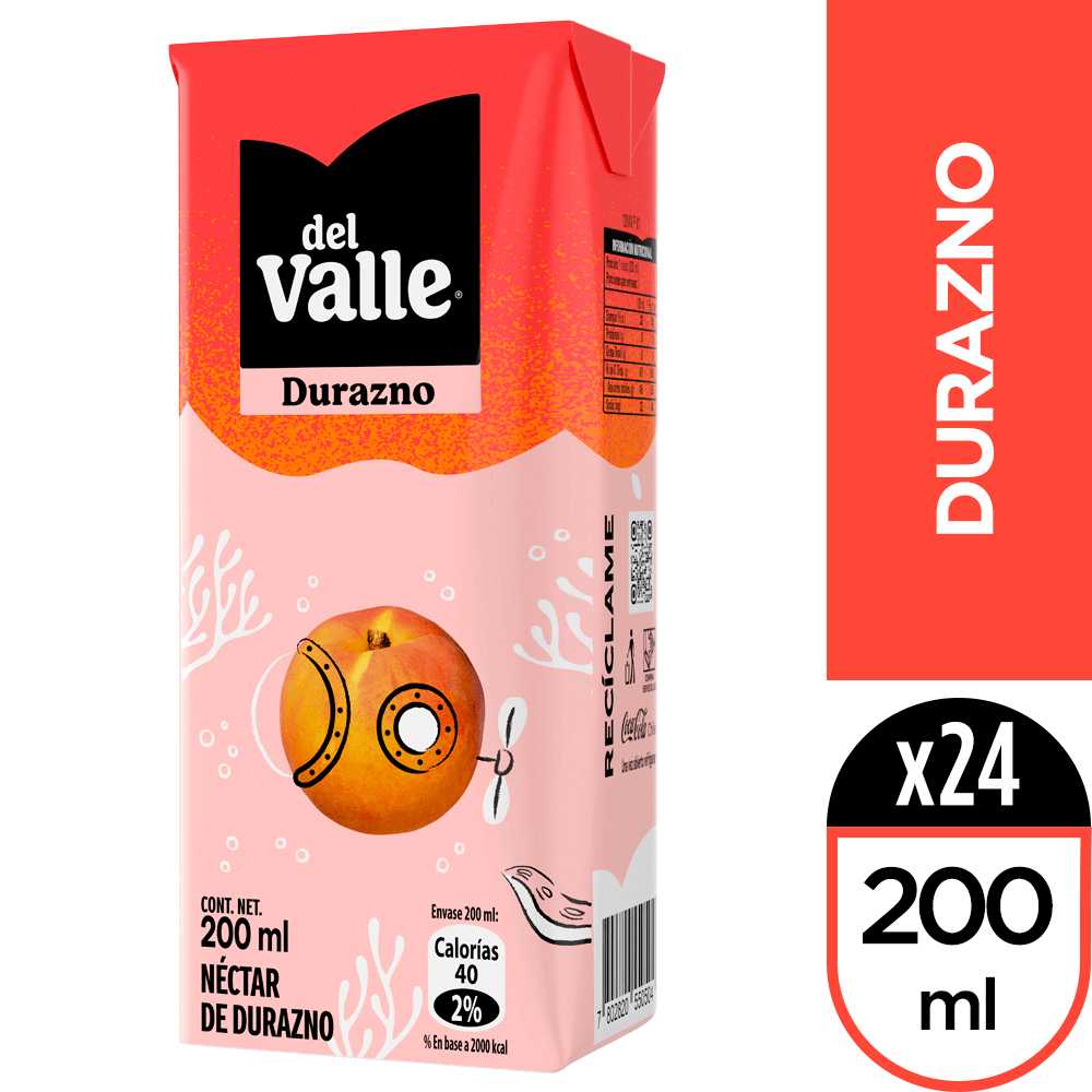 Del valle nectar durazno 24 x 200 ml