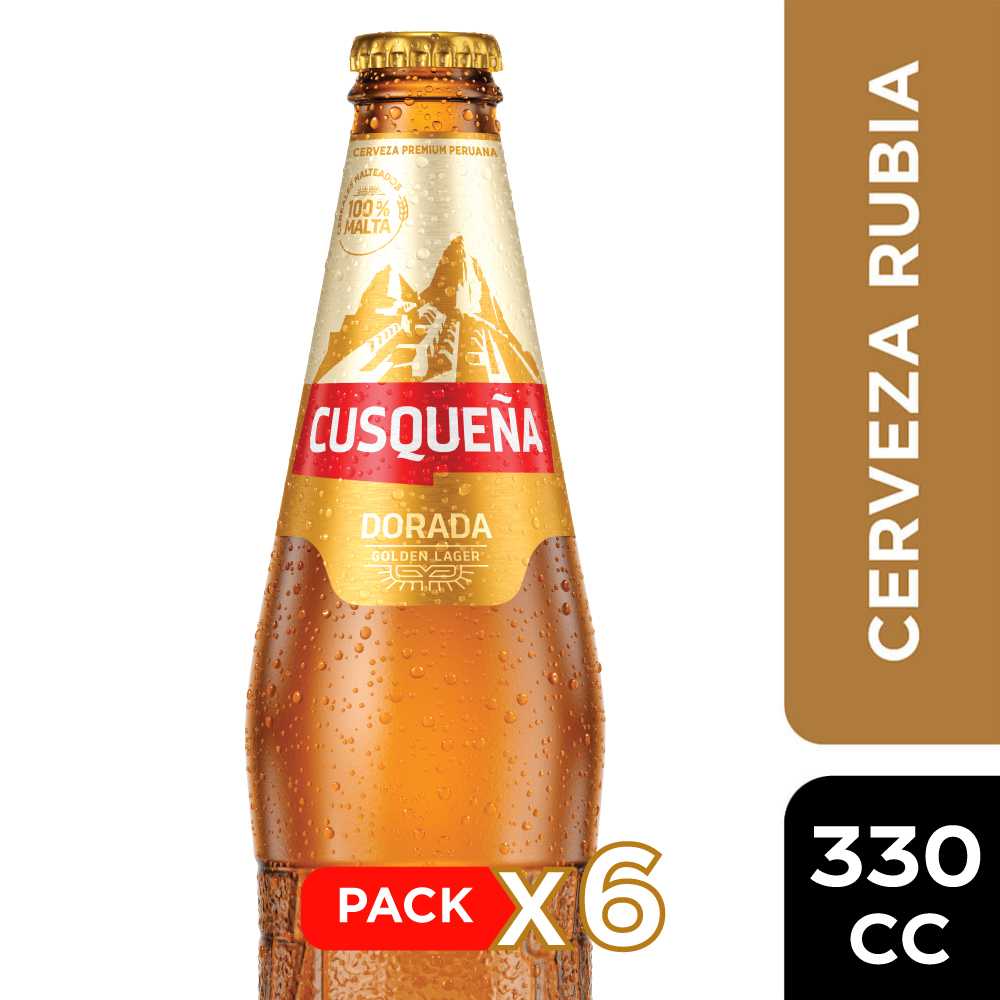 Cerveza cusqueña golden botella 6 x 330 cc