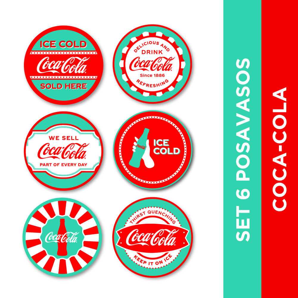 Set de 6 posavasos coca-cola de metal