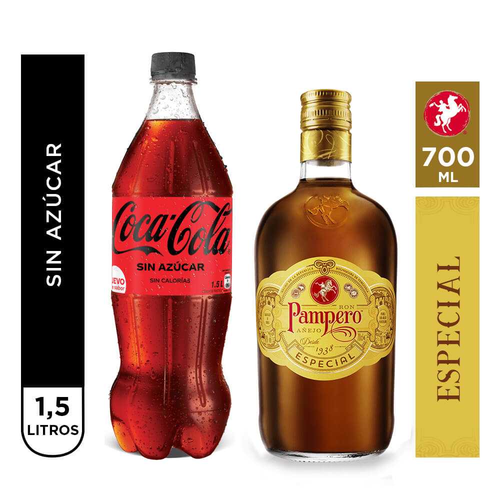 Ron pampero especial 700ml + coca-cola zero azúcar 1,5 lt