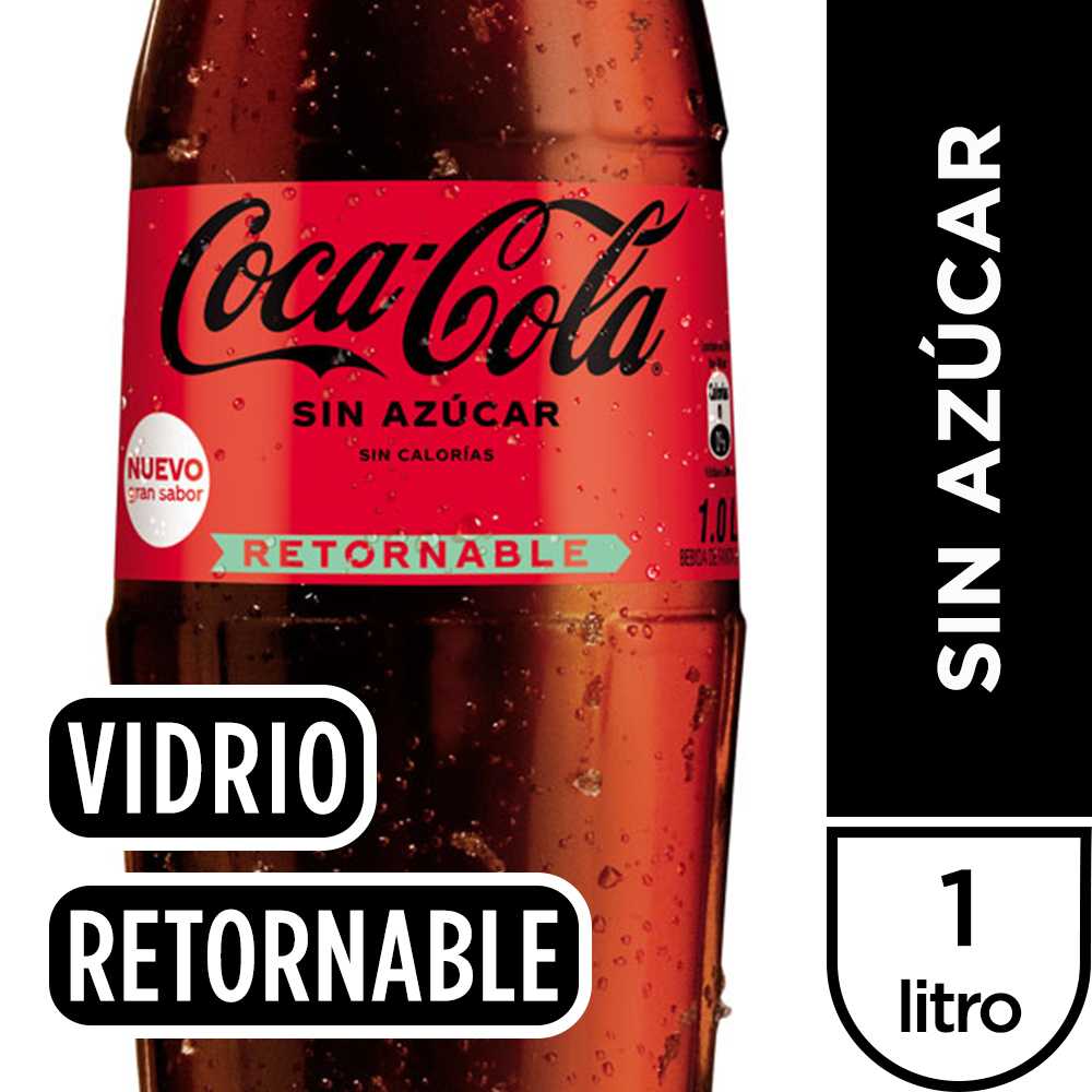 Coca-cola zero azúcar vidrio retornable 1 lt