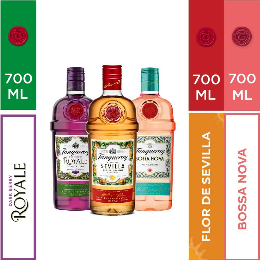 Tanqueray sevilla 700 ml + tanqueray royale 700 ml + tanqueray bossa nova 700 ml