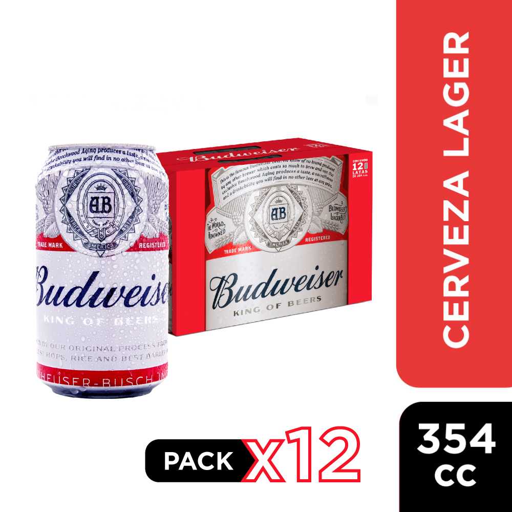 Cerveza budweiser lata 12 x 354 cc