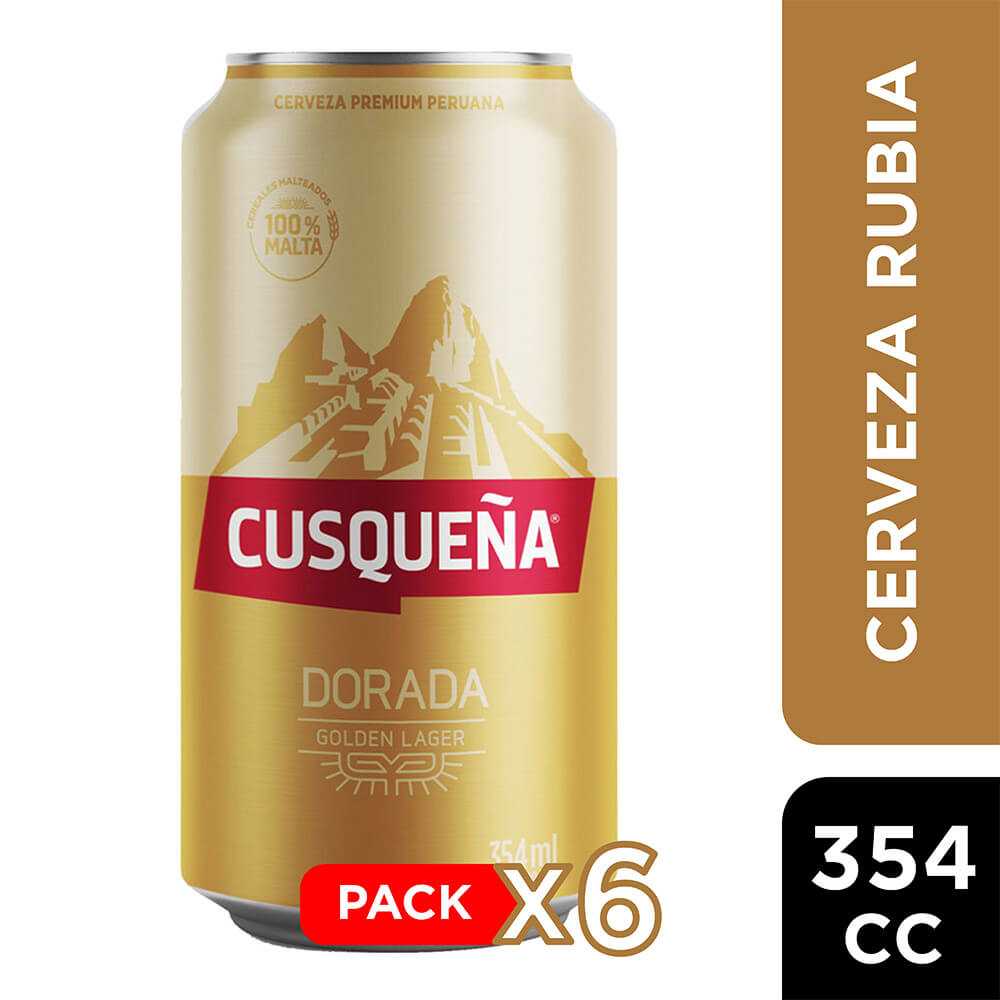 Cerveza cusqueña golden lager lata 6 x 354 cc