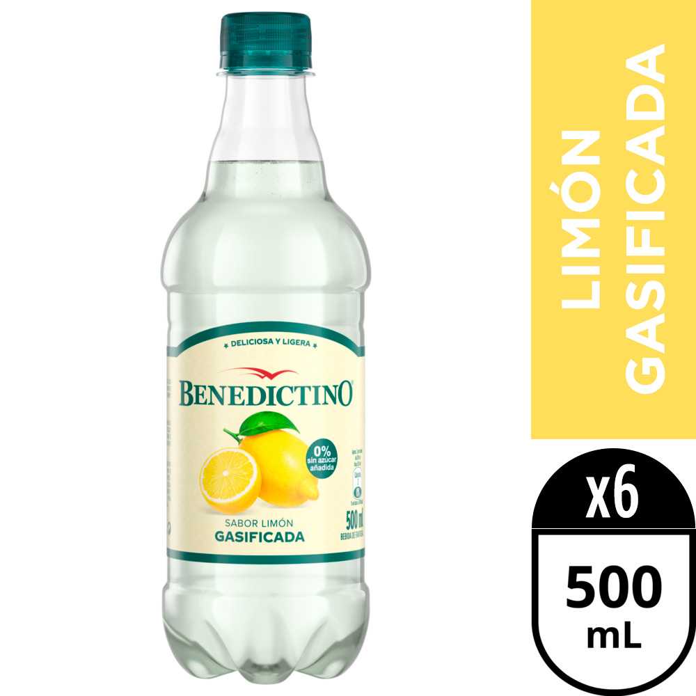 Benedictino gasificada limón 500 ml x6