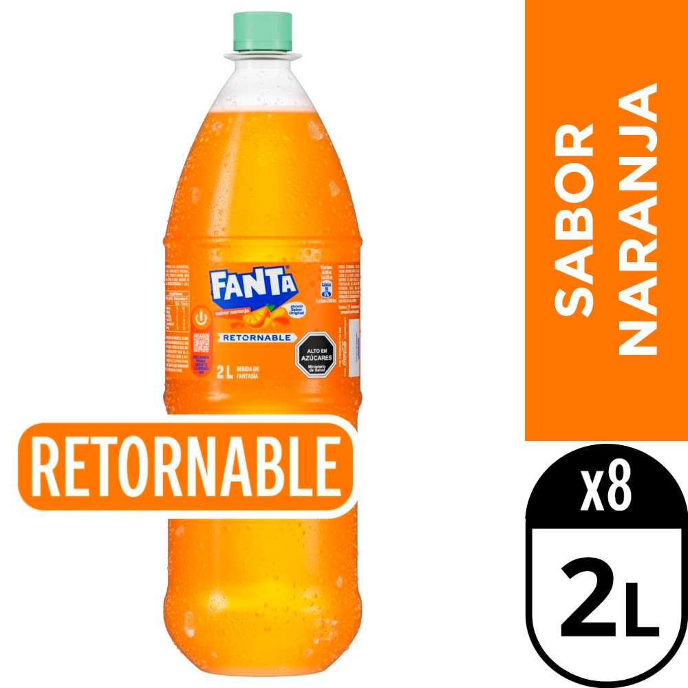 Fanta  retornable 8 x 2 lt + envase + jaba