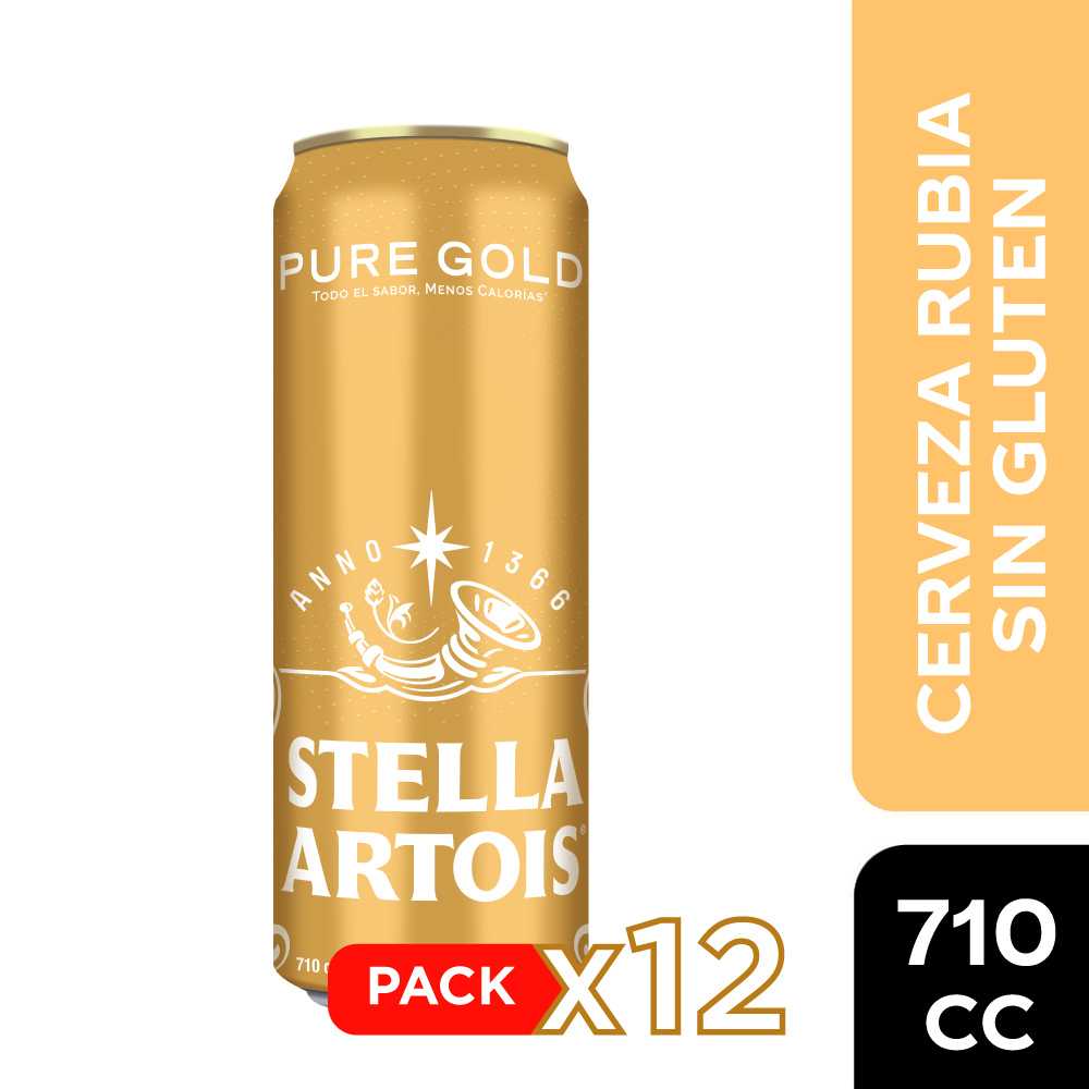 Cerveza stella artois pure gold lata 12 x 710 cc