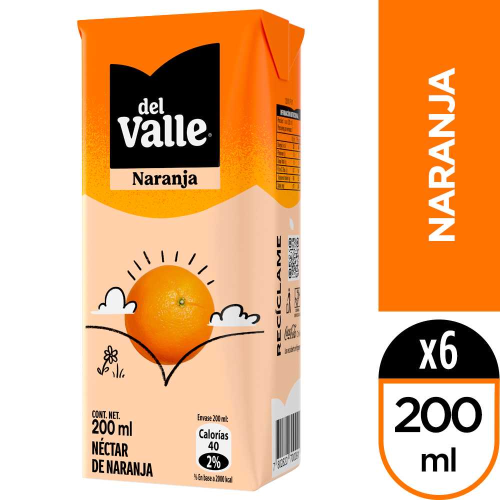 Del valle  naranja 6 x 200 ml