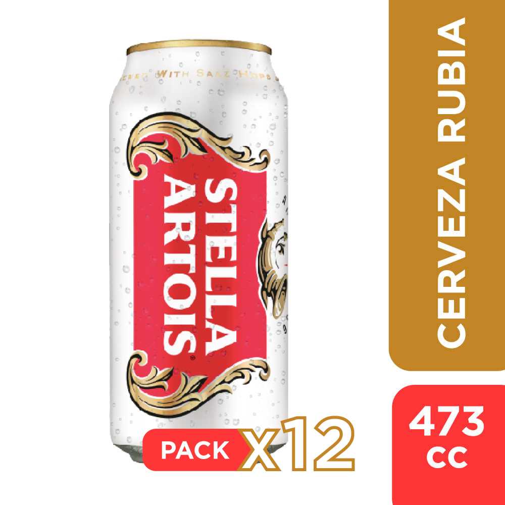 Cerveza stella artois lata 12 x 473 cc