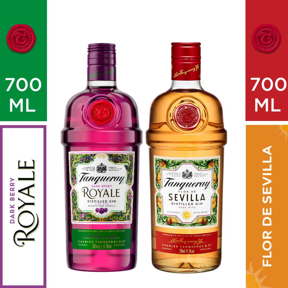 Gin tanqueray sevilla 700 ml + gin tanqueray royale 700 ml