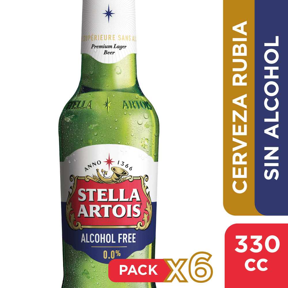 Cerveza stella artois sin alcohol 6 x 330 cc