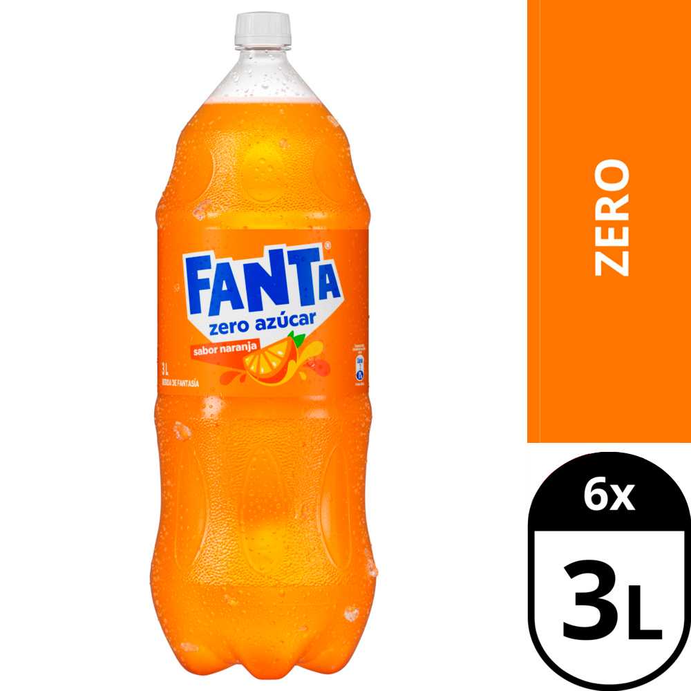 Fanta zero azúcar naranja 6 x 3 lt