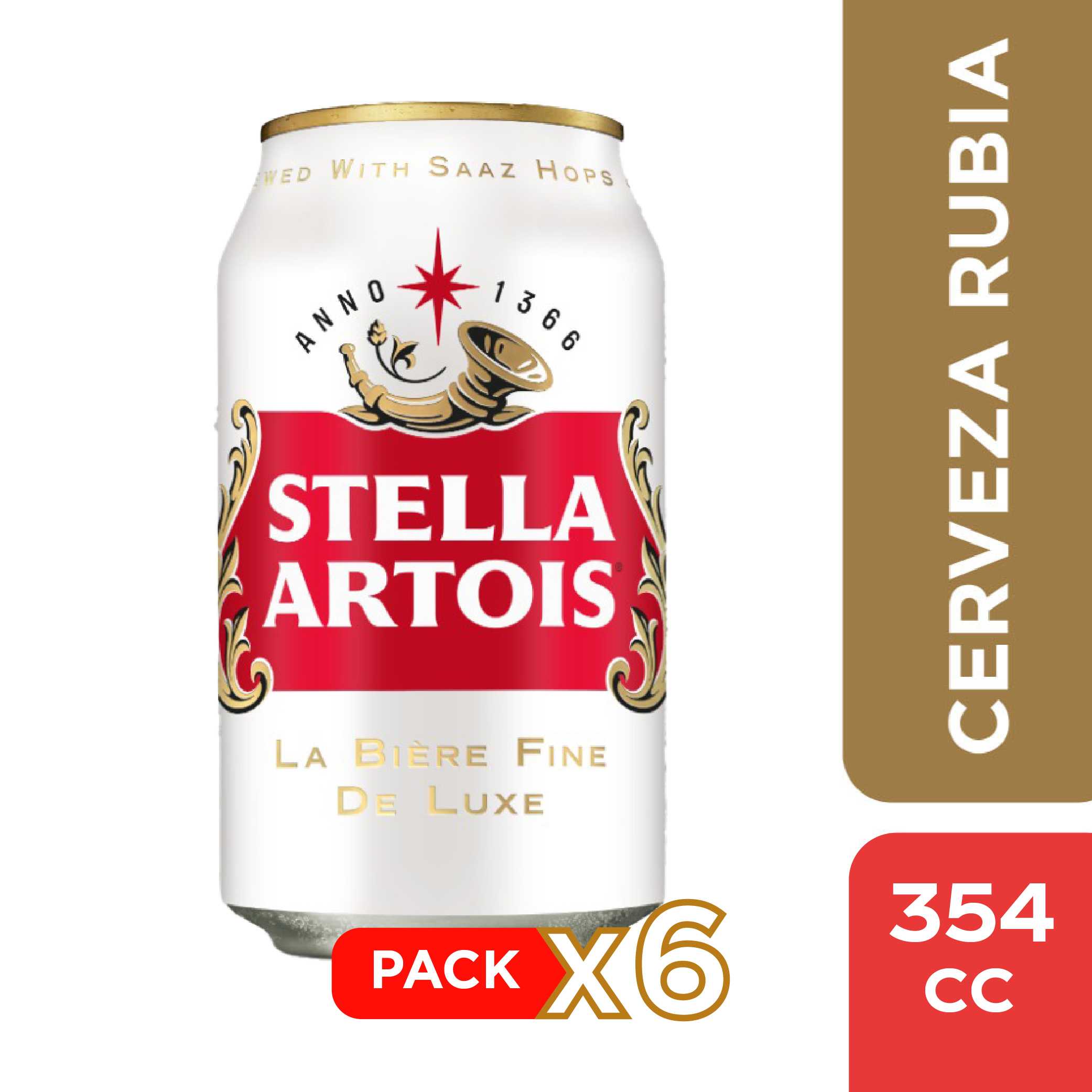 Cerveza stella artois lata 6 x 354 cc