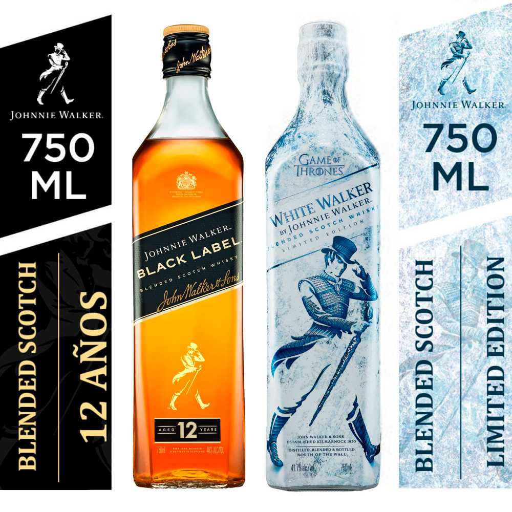 Johnnie walker black 750 ml + johnnie walker white walker got 750 ml