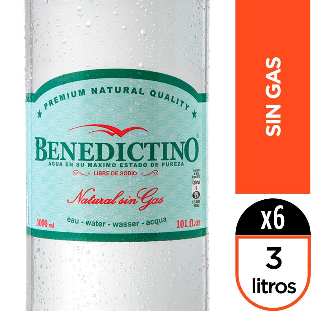 Benedictino sin gas 6 x 3 lt