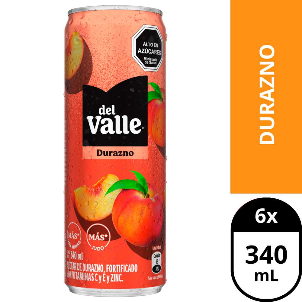 Del valle lata durazno 6 x 340 ml