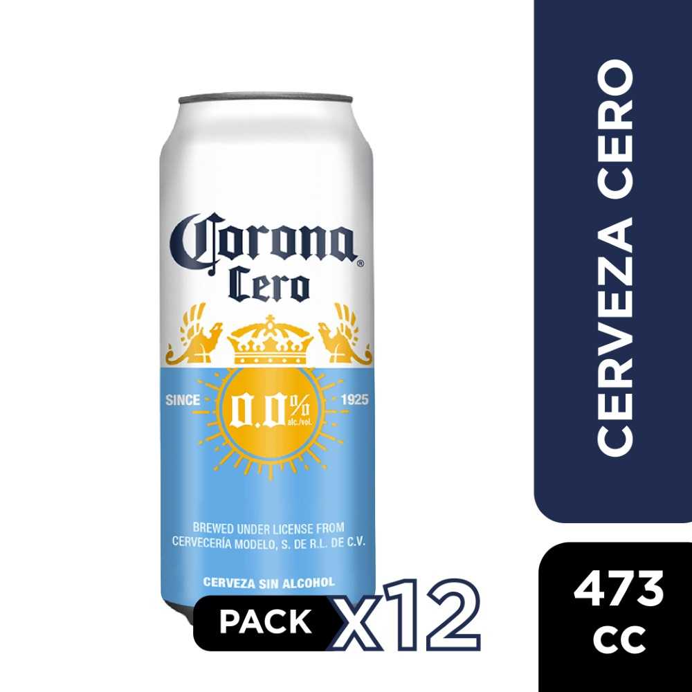 Cerveza corona lata sin alcohol 0° 12 x 473 cc
