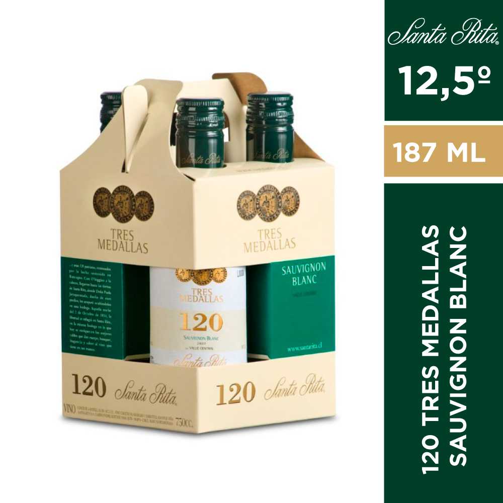 Vino 120 3 medallas sauvignon blanc 4 x 187 ml