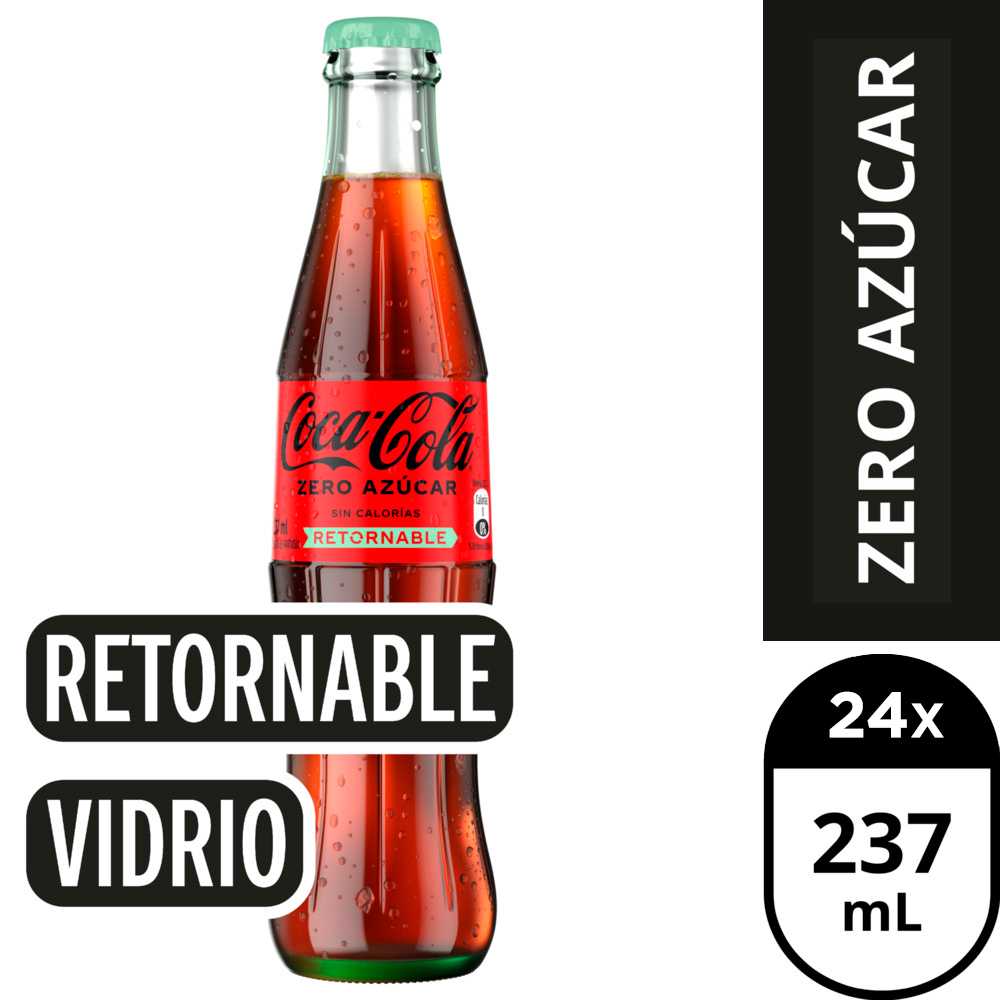 Coca-cola zero azúcar vidrio retornable 24 x 237 ml
