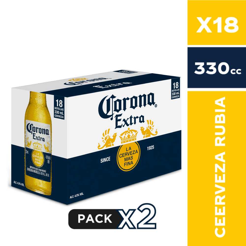 Pack 2 x cerveza corona botella 18 x 330 cc