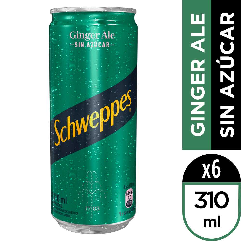 Schweppes ginger ale sin azúcar 6 x 310 ml