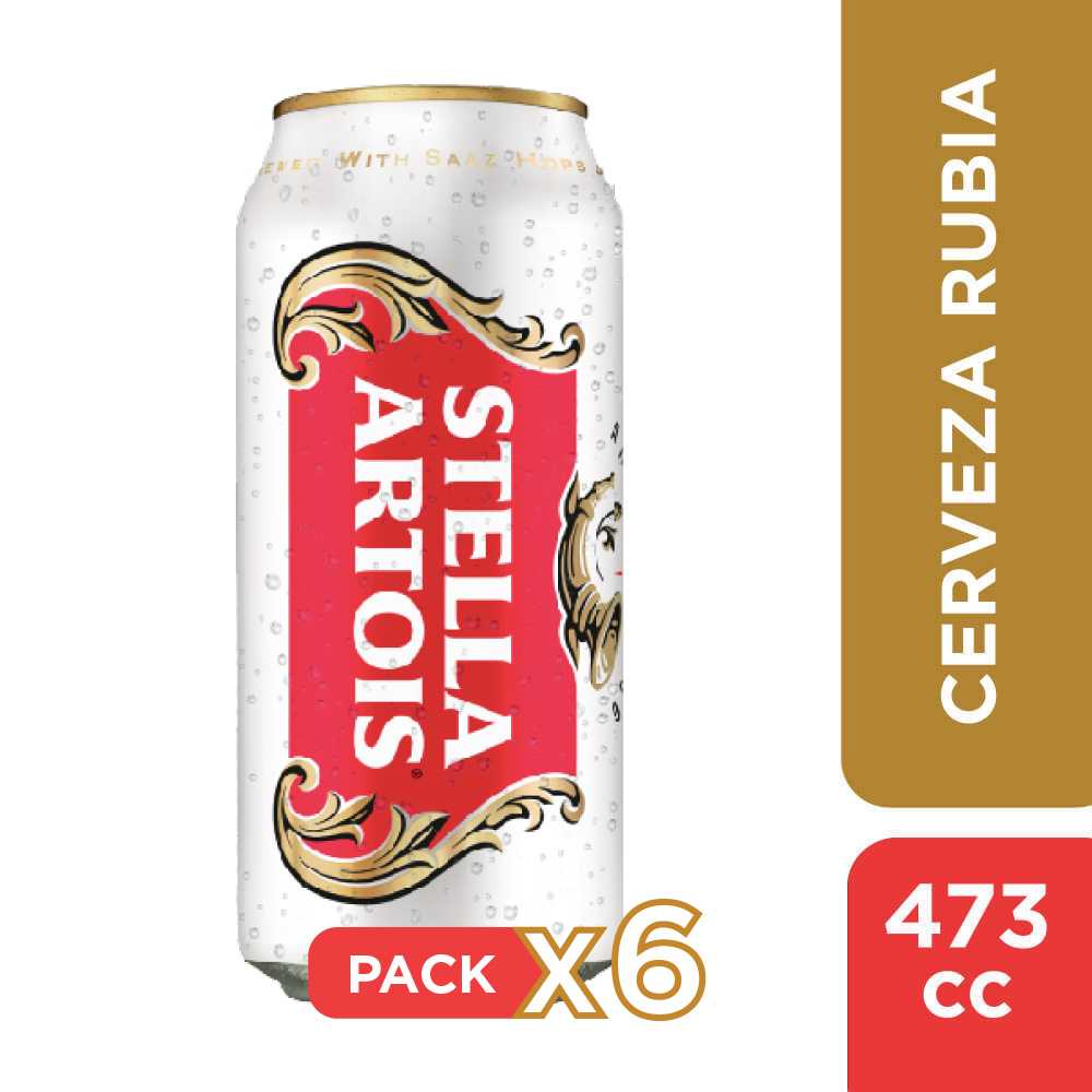 Cerveza stella artois lata 6 x 473 cc