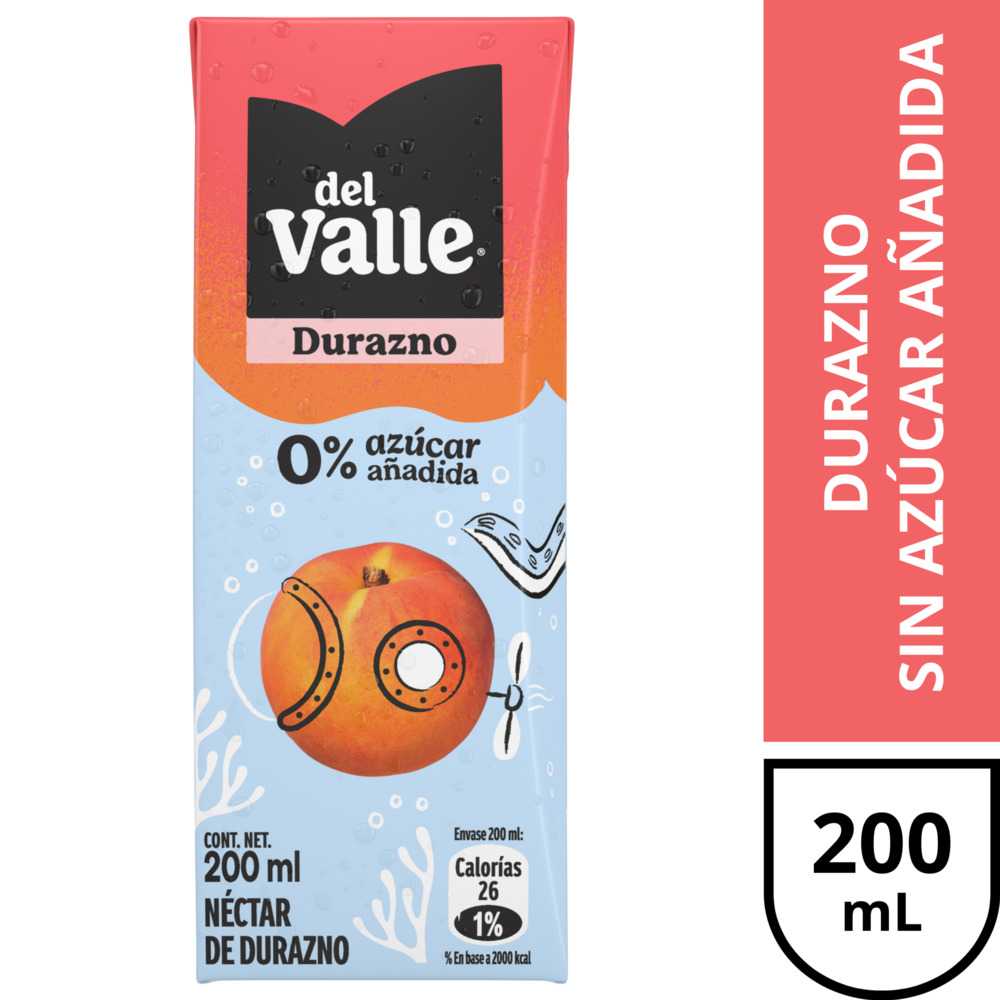 Del valle sin azúcar añadida durazno 6 x 200 ml
