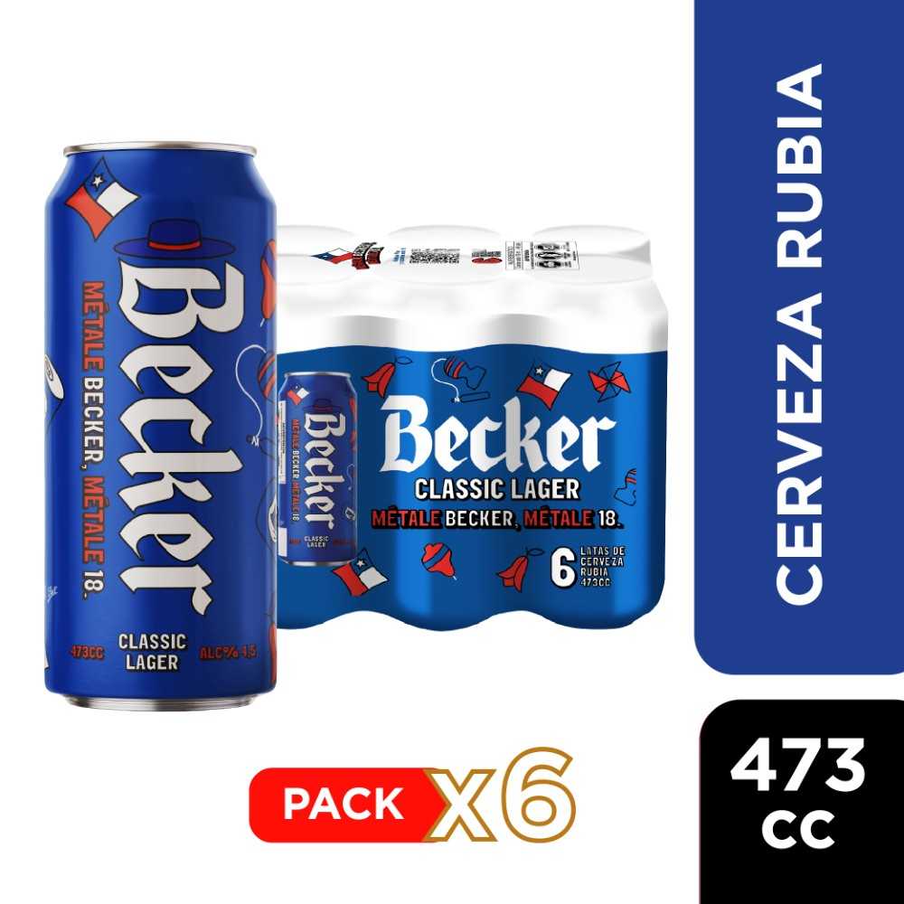 Cerveza becker lata 6 x 473 cc