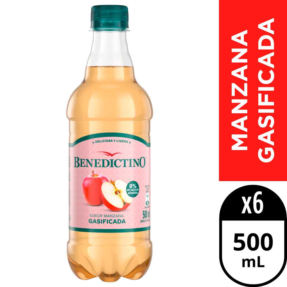 Benedictino gasificada manzana 500 ml x6